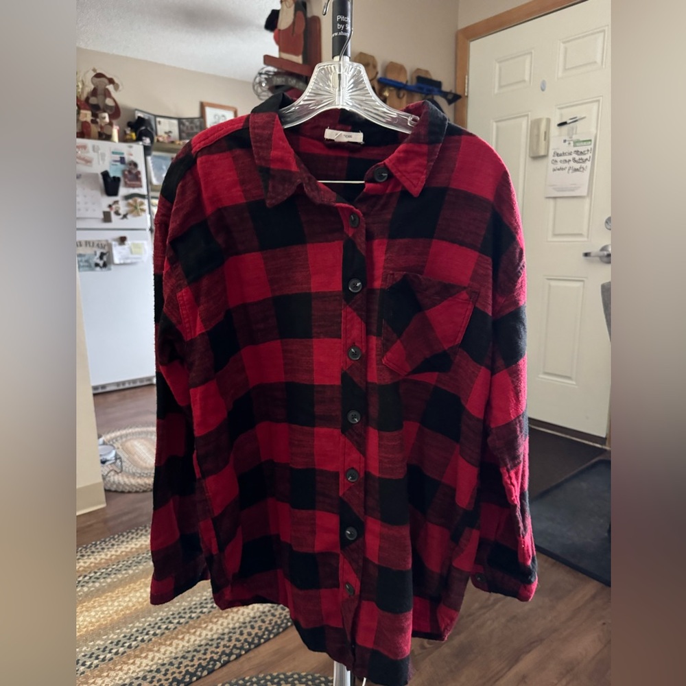 Maurices Red and Black Plaid Jacket